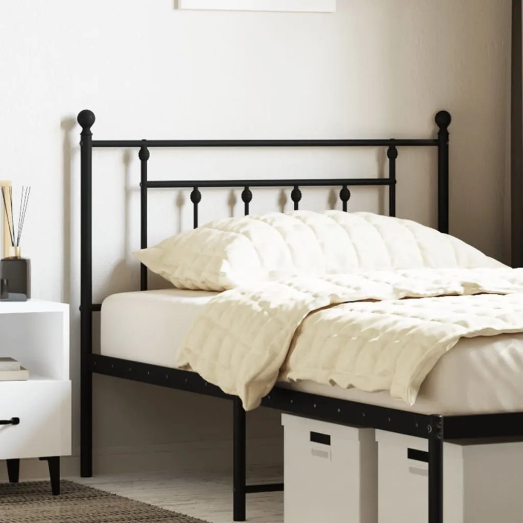 vidaXL Cabeceira de cama 100 cm metal preto
