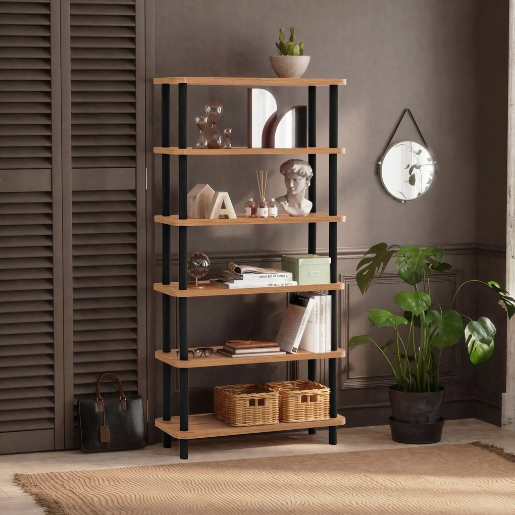 Estante Gala – Preto Pinheiro Atlântico – 80 cm x 168,5 cm x 28 cm