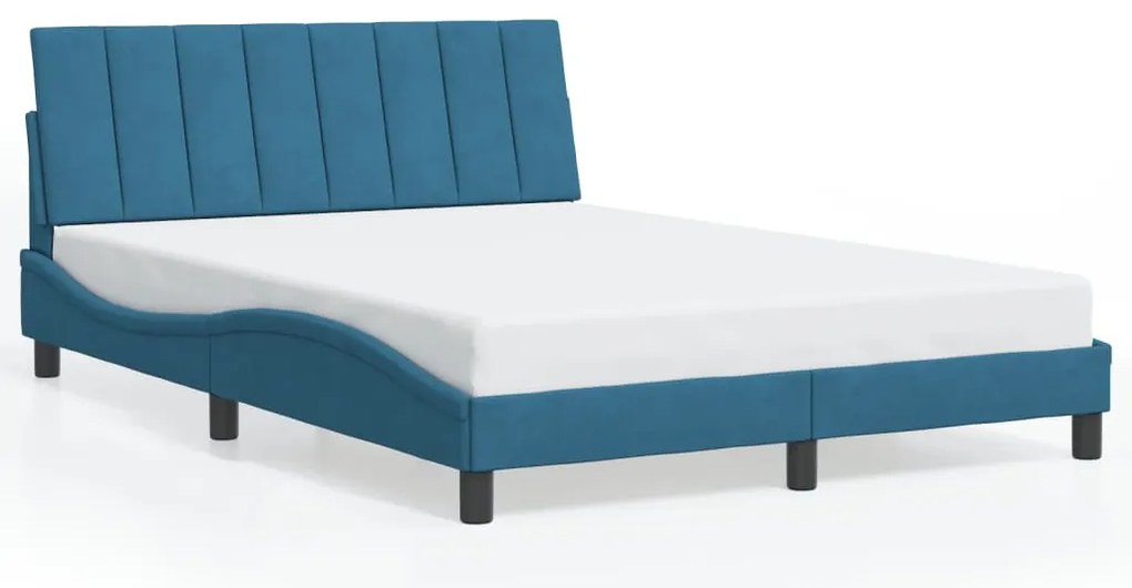 Estrutura de cama c/ luzes LED 120x200 cm veludo azul