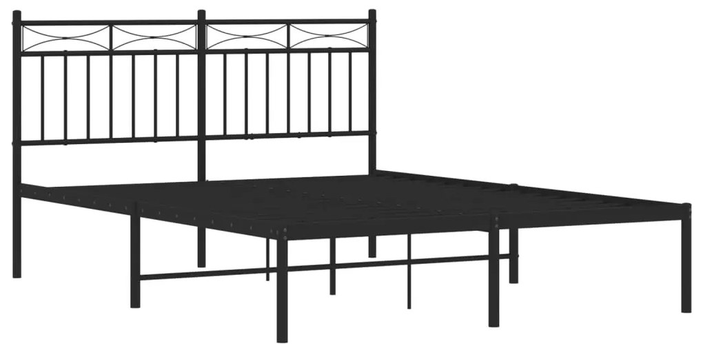 Estrutura de cama com cabeceira 140x200 cm metal preto