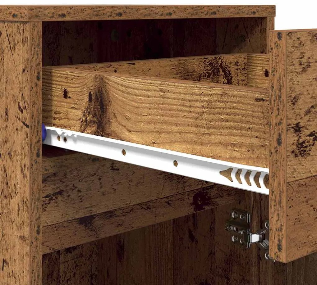 Criado-mudo LED 2 pcs Madeira antiga 38 x 34 x 61 cm Aglomerado