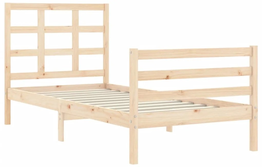 Estrutura de cama com cabeceira 90x200 cm madeira maciça