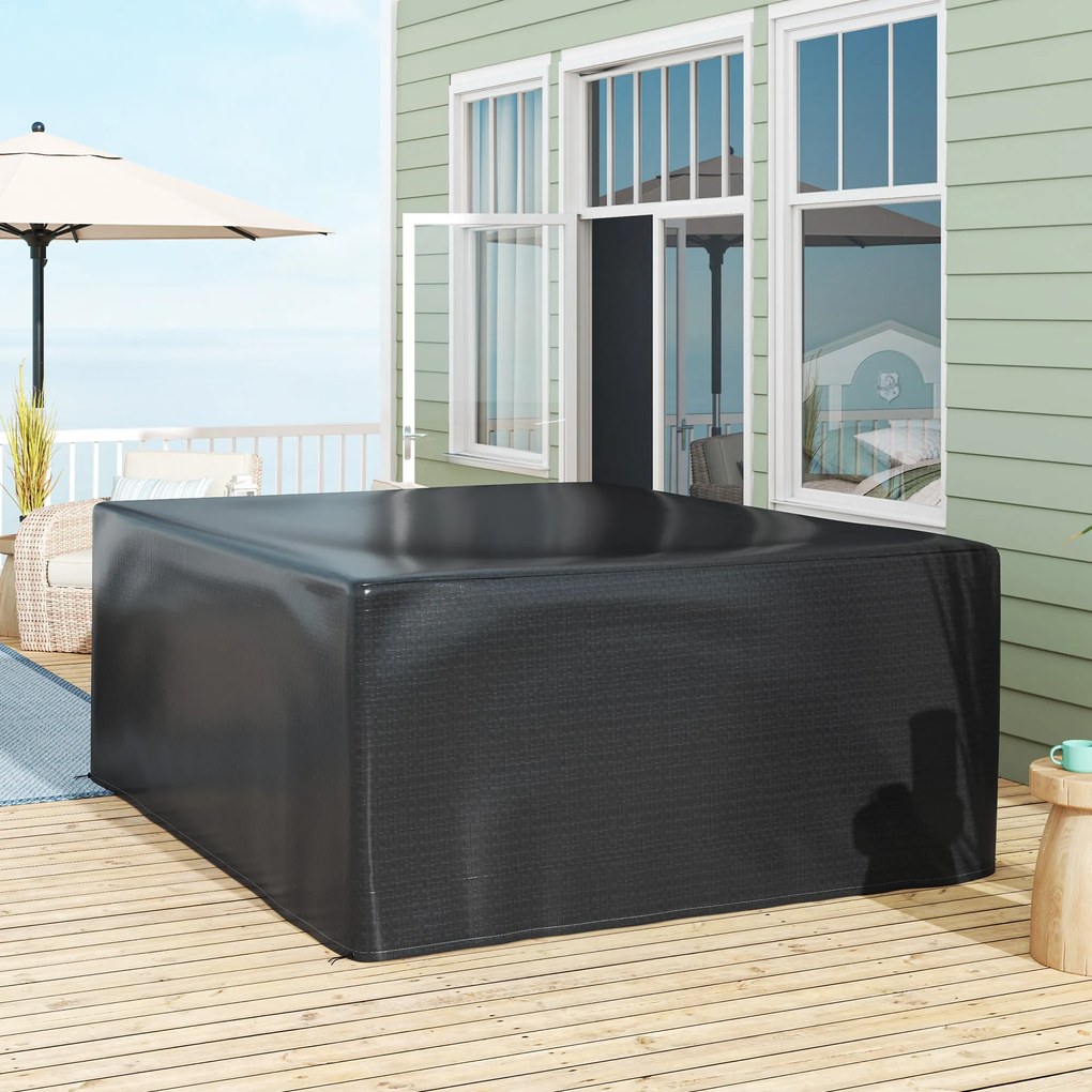 Capa para mobiliário de jardim de exterior 235 x 190 x 90 cm lona de proteção exterior anti-UV em polietileno, preta
