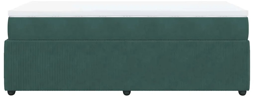 Cama com molas/colchão 80x200 cm veludo verde-escuro