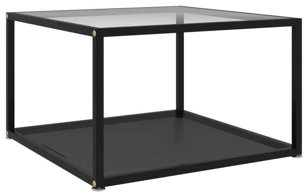 vidaXL Mesa de centro 60x60x35 cm vidro temperado transparente e preto
