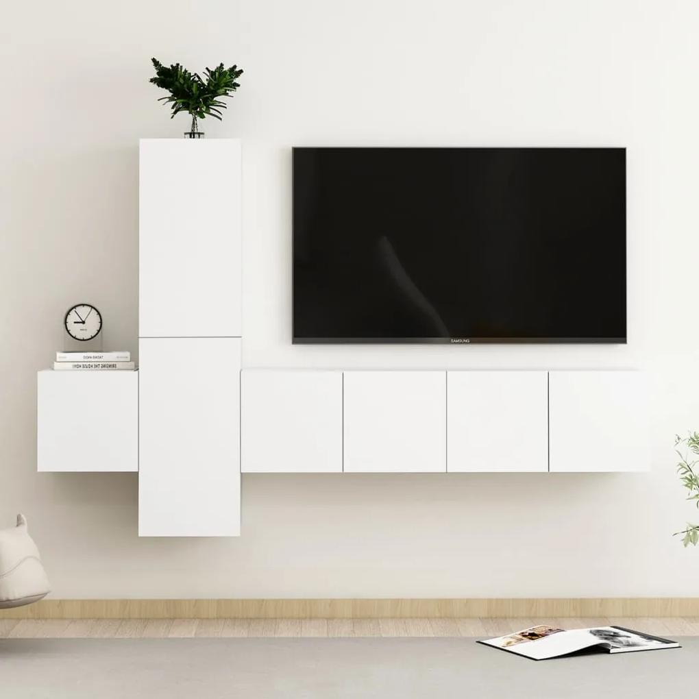 Conjunto de 5 Móveis de Parede de TV Faial S - Branco - Design Moderno