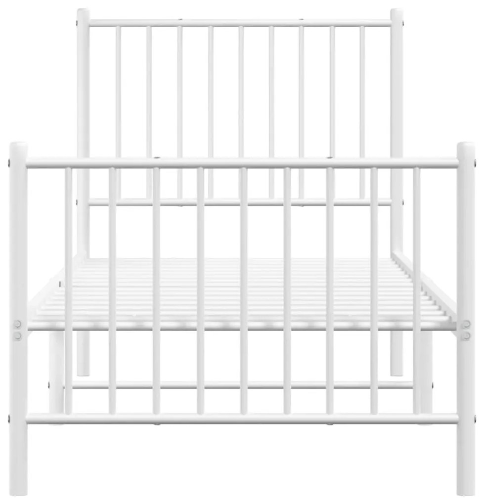 Estrutura de cama com cabeceira e pés 75x190 cm metal branco