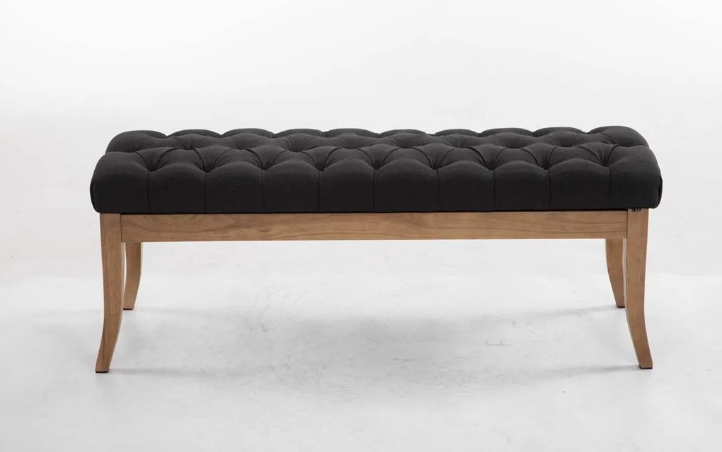 Banco Ramses em tecido com estrutura em antigo claro 46 x 120 x 38 cm Cinzento escuro