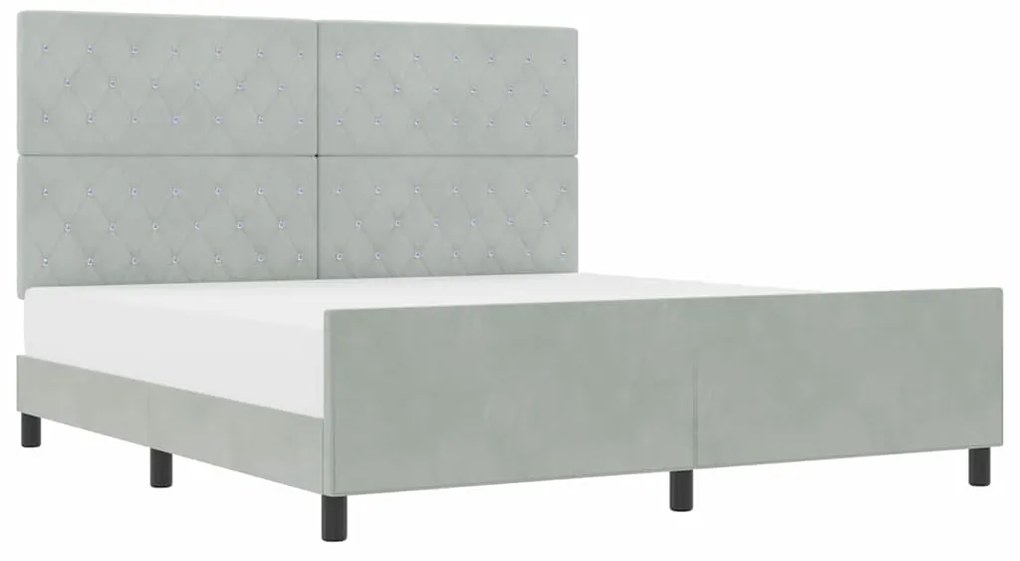 Cama vidaXL Cinza Claro 180x200 cm Veludo