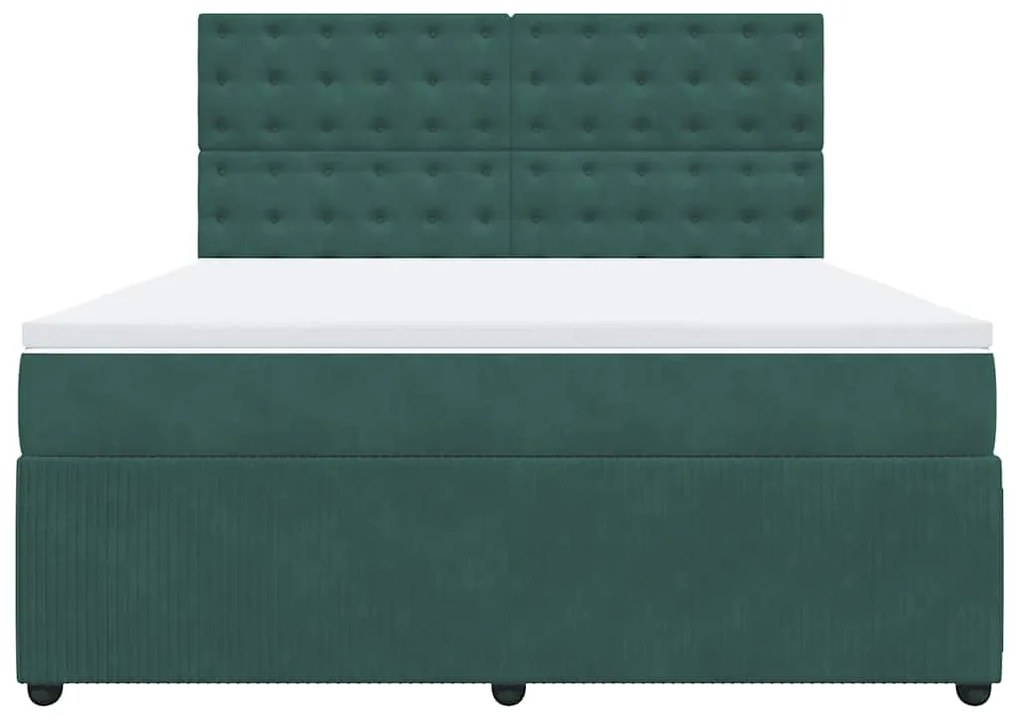 Cama com molas/colchão 180x200 cm veludo verde-escuro