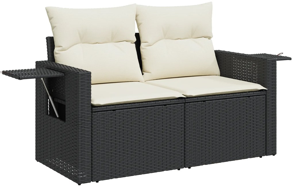 Conjunto de Sofás de Jardim de 10 Peças vidaXL com Almofadas Preto Rat