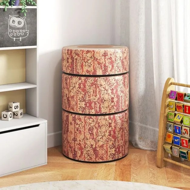 Conjunto de 3 bancos em forma de tronco de árvore para crianças Almofadas de chão com diferentes alturas para salas de aula ou creche Cor 1
