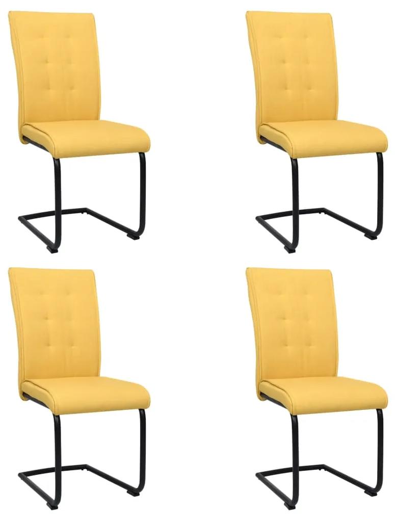 3059628 vidaXL Cadeiras de jantar cantilever 4 pcs tecido amarelo mostarda