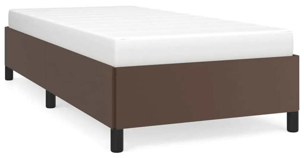 Estrutura de Cama Salu em Couro Artificial Castanho - 90x190 cm - Desi