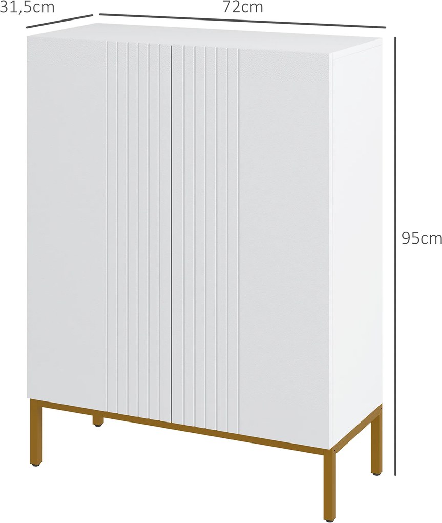 Sapateira com capacidade para 20 pares 72 x 31,5 x 95 cm, armário moderno com portas de fecho suave e prateleiras ajustáveis, branco