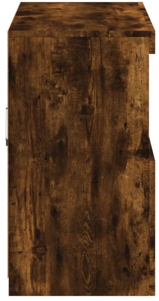 Aparador com luzes LED 81x37x67 cm carvalho fumado