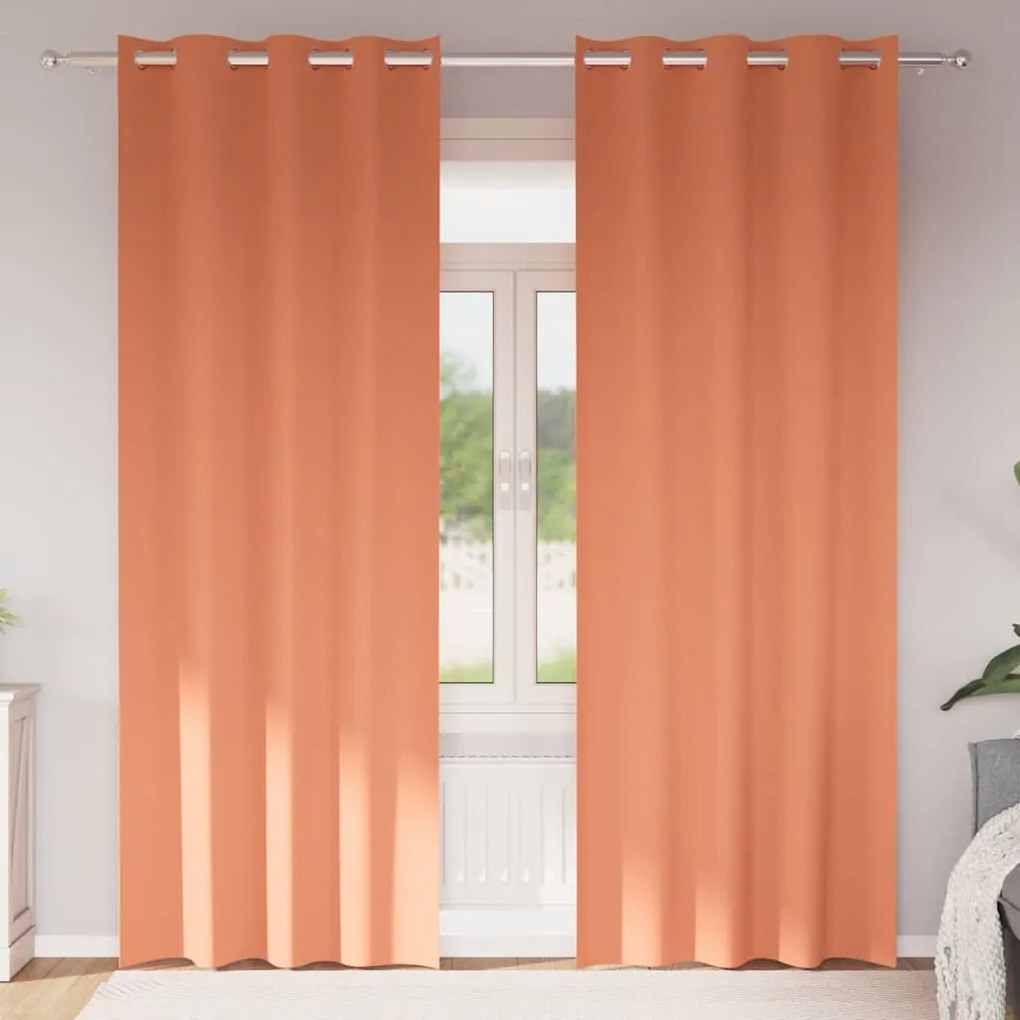 vidaXL Cortinas Blackout com Argolas 2 pcs Terracota 245 x 140 cm