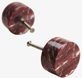 Pack De 2 Puxadores Em Pedra Natural E Aço Inoxidável Jareia Mármore Vermelho Cherry Gold - Sklum