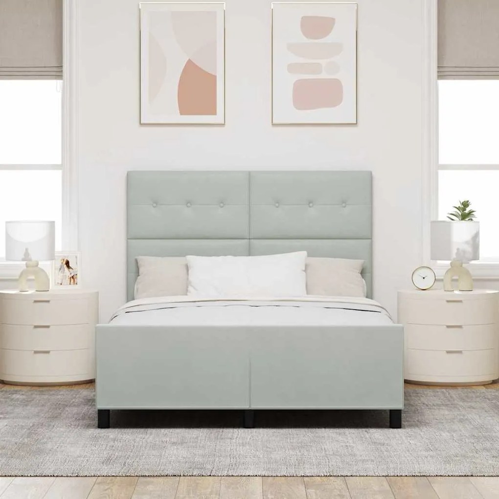 Cama vidaXL Cinza Claro 160x200 cm Veludo