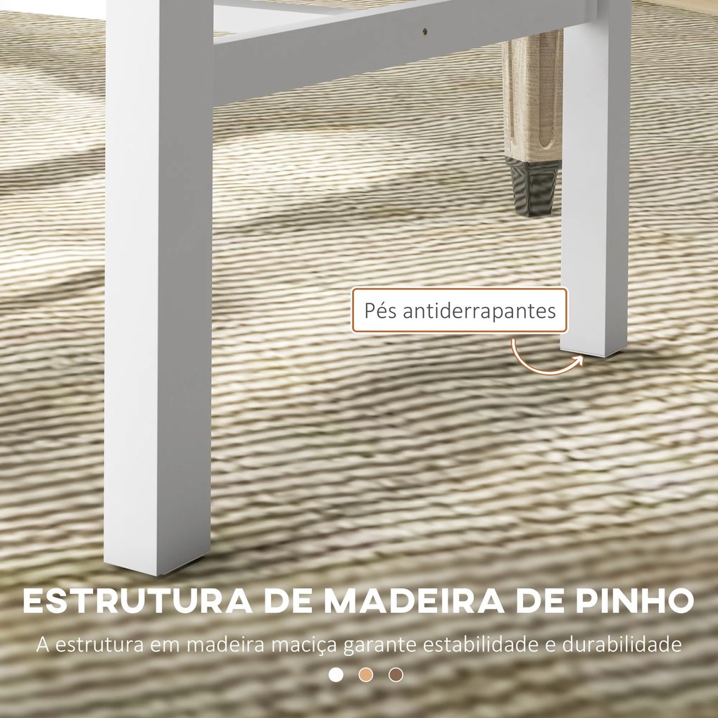 Conjunto de 2 Cadeiras de Sala de Jantar com Encosto de Ripas Estrutura de Madeira de Pinho 38,5x47,5x99 cm Branco