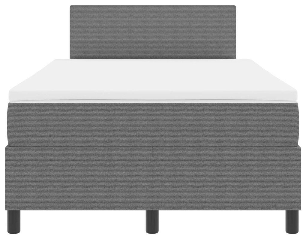 Cama Box Spring com Colchão Cinza 120x200 cm Tecido de Veludo Cotelê