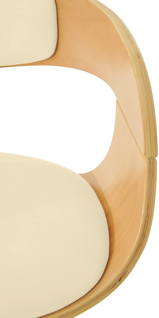 Banco de bar Kingston em couro sintético 50 x 88-102 x 48 cm Natural + Creme