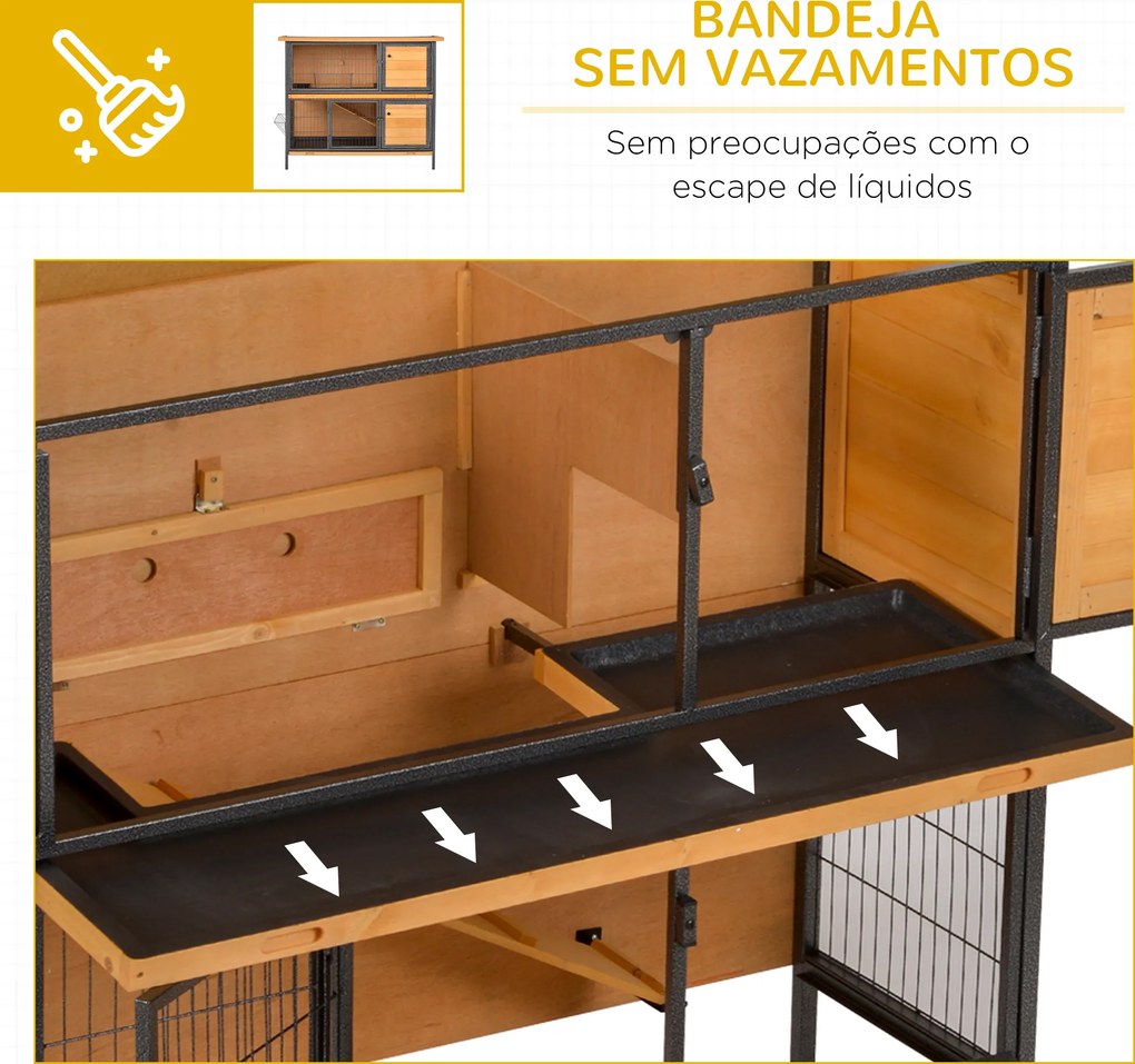 Coelheira de Madeira de 2 Níveis com Teto Asfáltico Rebatível e Rampa para Exterior 122x50x101 cm Madeira e Preto