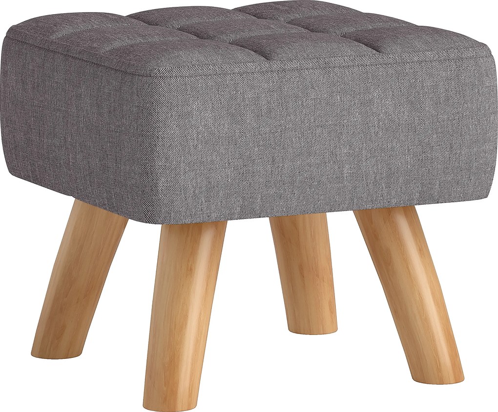 HOMCOM Pufe Estofado 27x27x26 cm Apoio de Pés com Pés em Madeira Cinza | Aosom Portugal