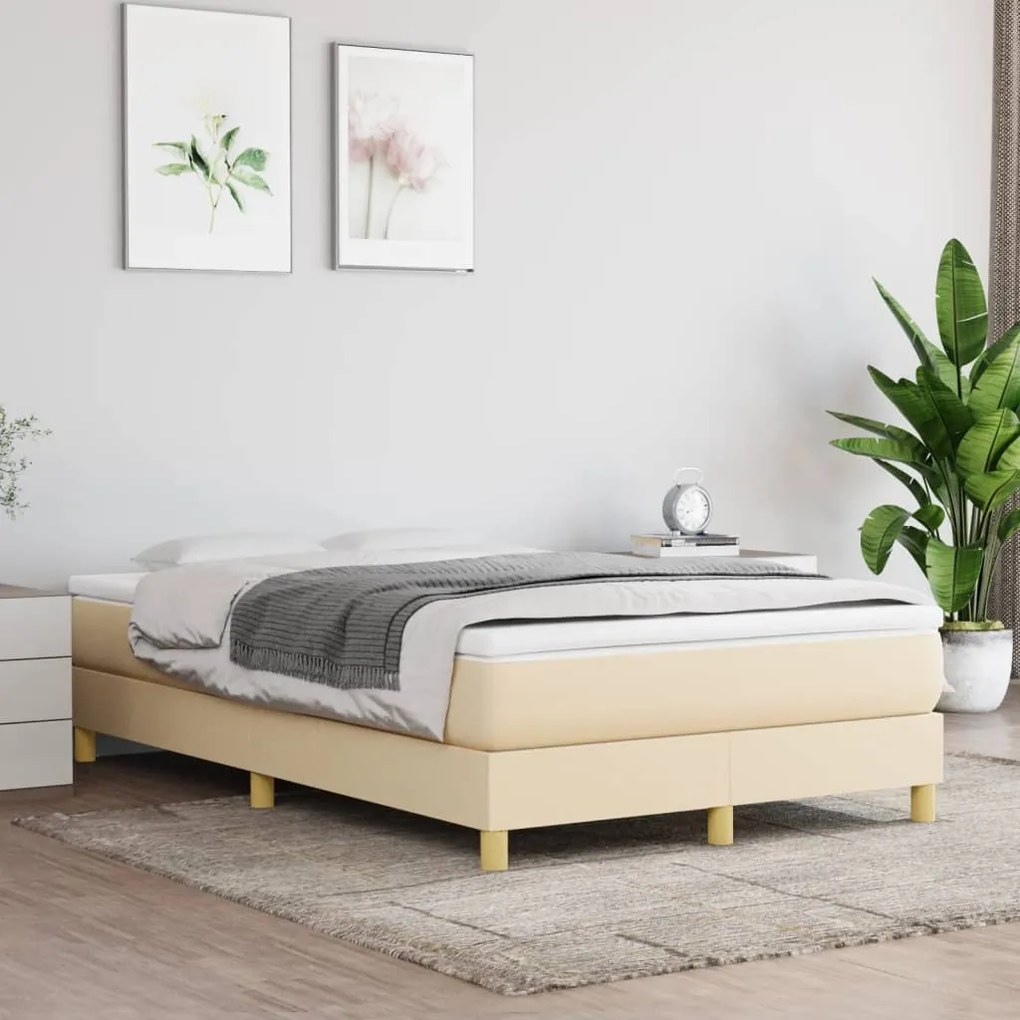 vidaXL Estrutura de cama com molas 120x200 cm tecido cor creme