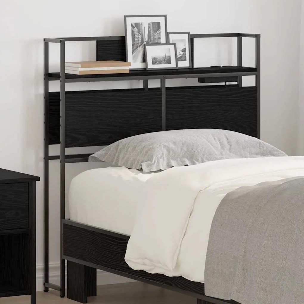 vidaXL Cabeceira de armazenamento com cabeceira Carvalho preto 80 cm