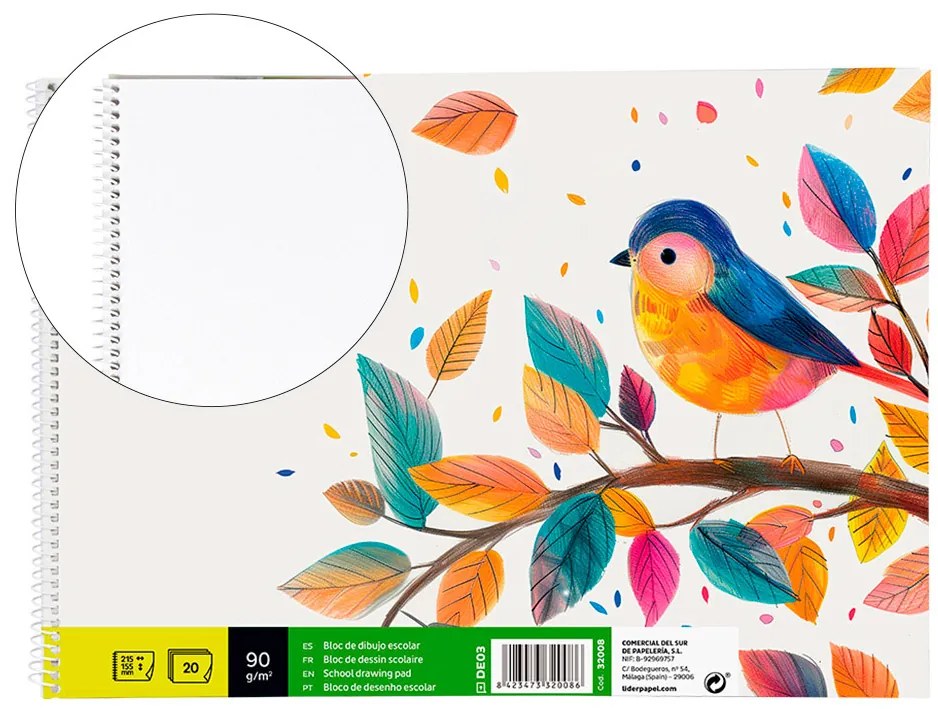 Bloco Desenho 20fls. 90grs Tamanho 155x215 mm