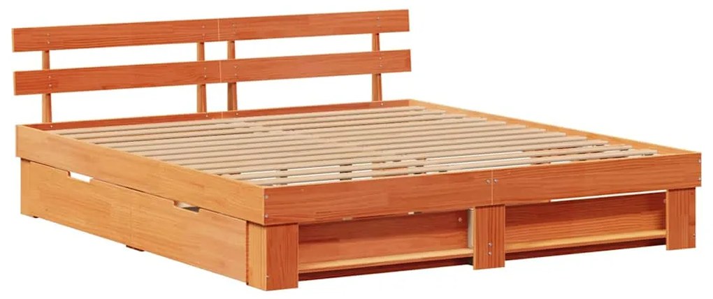 Estrutura da Cama Castanho-mel 180 x 200 cm Madeira Sólida