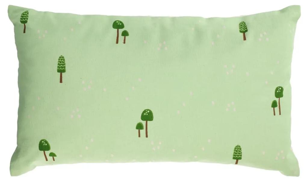 Kave Home - Capa almofada Llaru 100% algodão cogumelos verde 30 x 50 cm