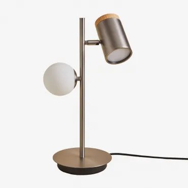 Lâmpada De Mesa Direccionável Com 2 Pontos De Luz Em Ferro Amaranto Cinza Cromado - Sklum