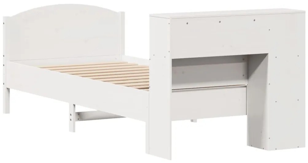 Cama com estante sem colchão 90x200 cm pinho maciço branco