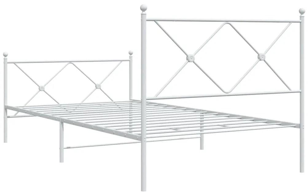 Estrutura de cama com cabeceira e pés 100x190 cm metal branco