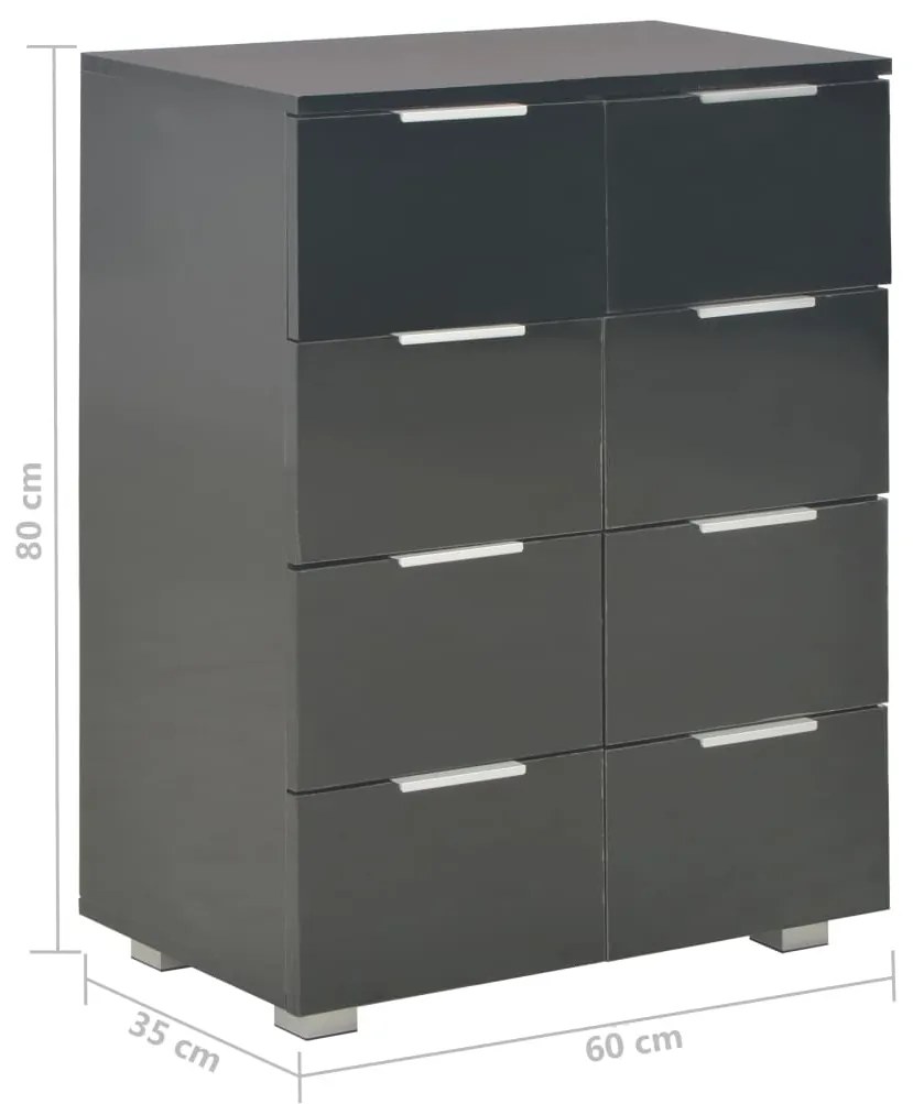Aparador 60x35x80 cm derivados de madeira preto brilhante