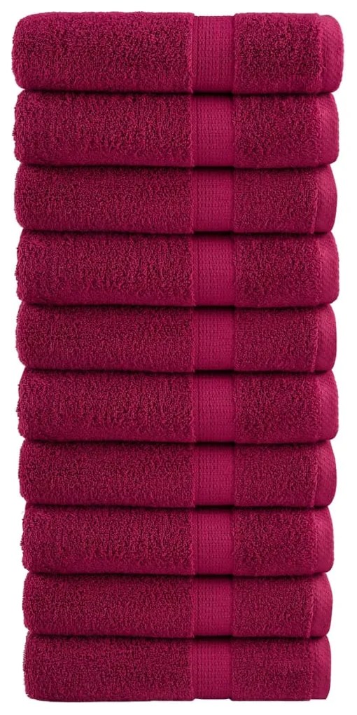 vidaXL Toalhas de mãos premium SOLUND 10 pcs 50x100 cm 600 gsm bordô
