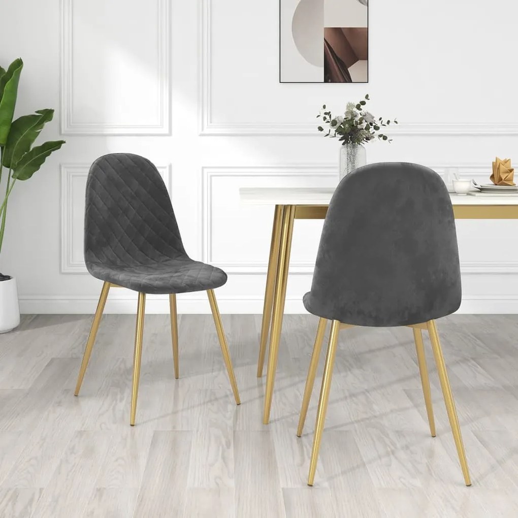 vidaXL Cadeiras de jantar 2 pcs veludo cinzento-escuro