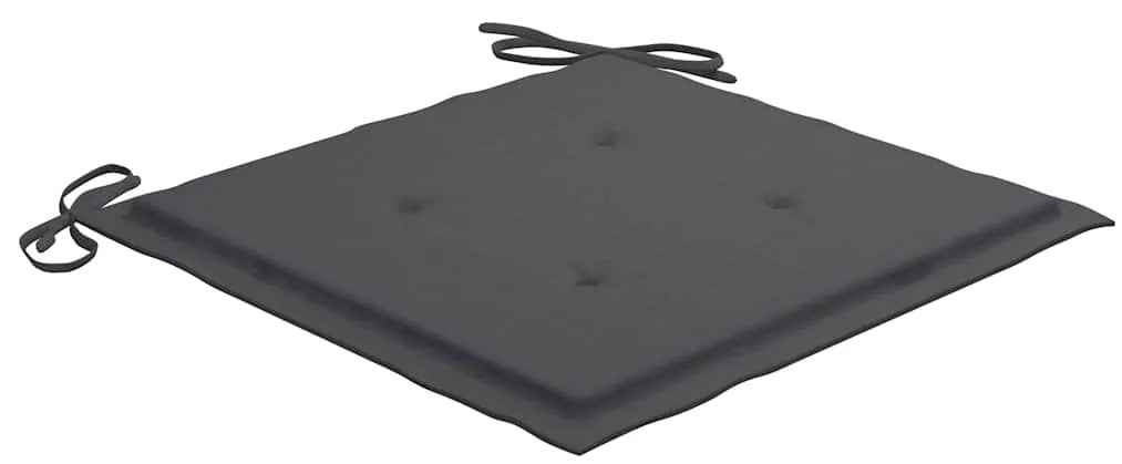 3 pcs conj. jantar dobrável exterior c/ almofadão teca maciça