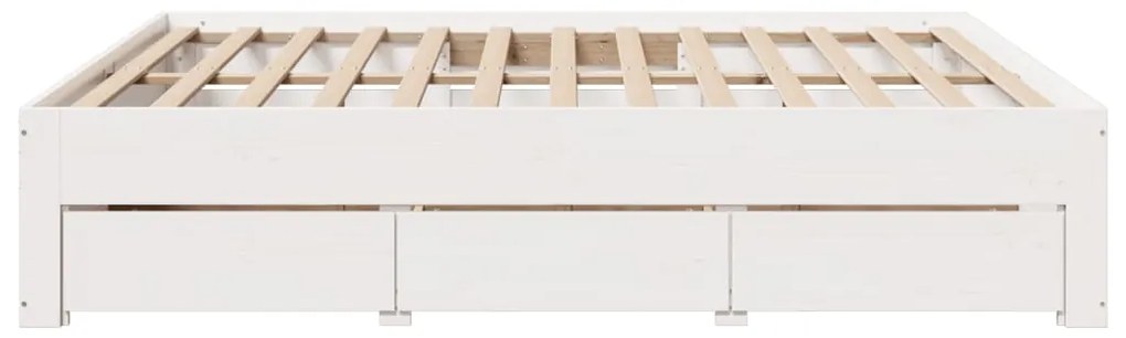 Cama sem colchão com gavetas 180x200 cm pinho maciça branco