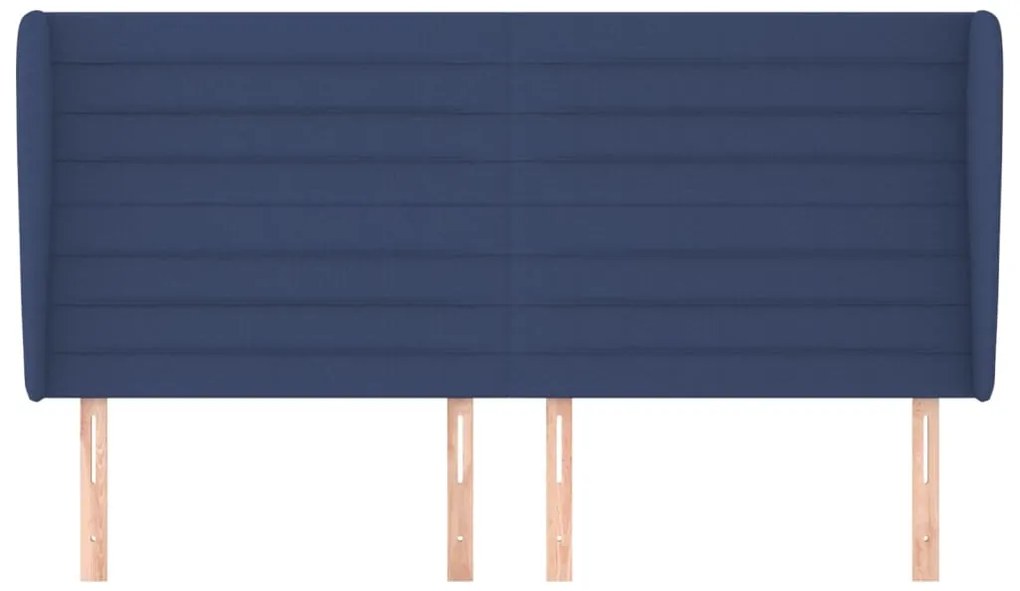 Cabeceira de cama c/ abas tecido 163x23x118/128 cm azul