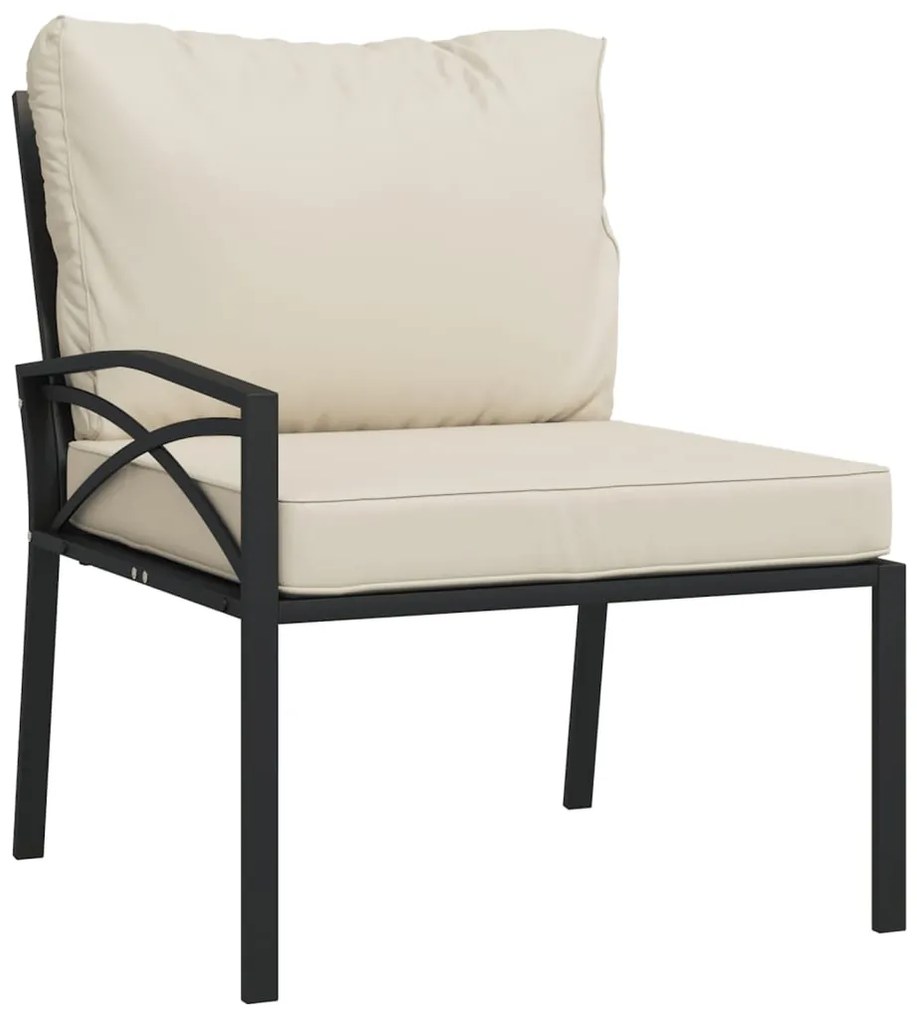 9 pcs conjunto lounge de jardim aço c/ almofadões areia