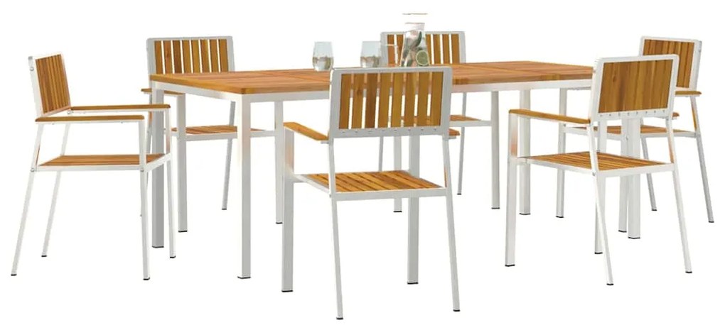 Conjunto de Jantar Jardim vidaXL 7 Peças Madeira Maciça de Acácia