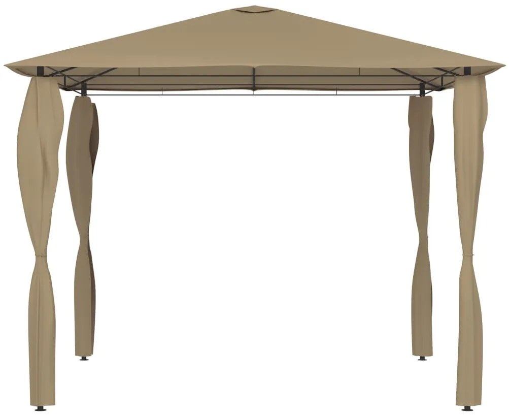 Gazebo 3x3x2,6 m com capas postes 160 g/m² cinza-acastanhado