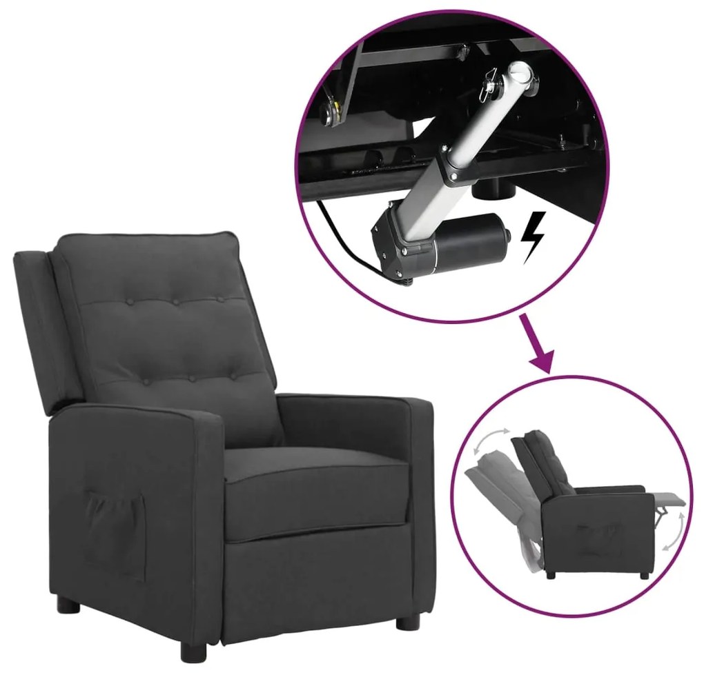 vidaXL Poltrona elevatória tecido cinzento-escuro