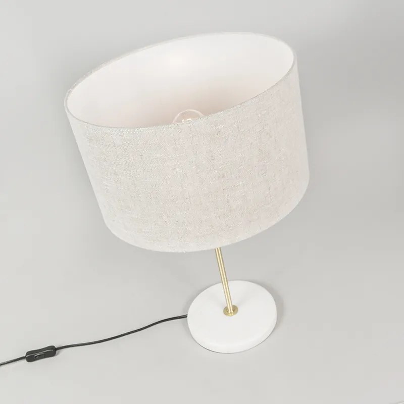 Candeeiro de mesa em latão com cúpula cinzenta 35 cm - Kaso Moderno