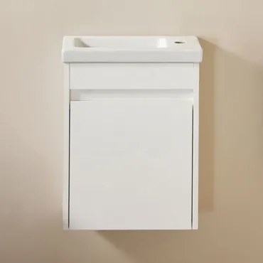 Conjunto De Móveis De Casa De Banho Em Madeira Com Lavatório Integrado Narek Branco & Sem Espelho & Sem Torneira & ↔︎ 40 Cm - Sklum