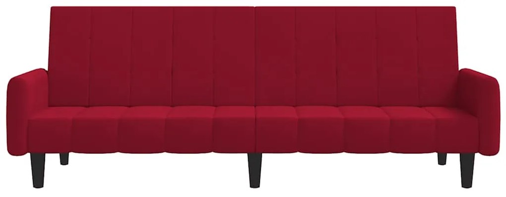 Sofá-cama de 2 lugares veludo vermelho tinto