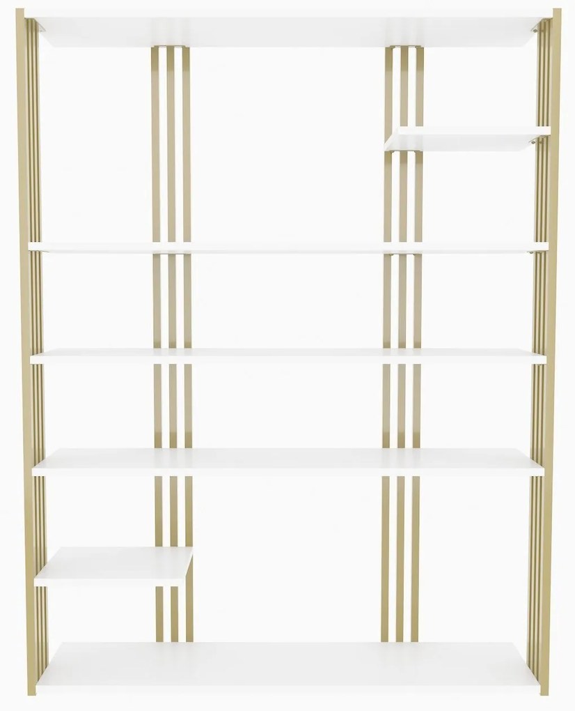 Estante Jenny – Branco e Dourado – 120 cm x 160 cm x 29,6 cm